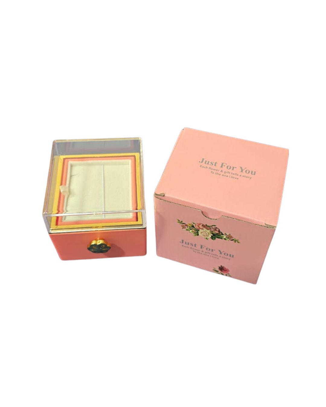 Square Jewelry Packaging Gift Box Reserved Rose