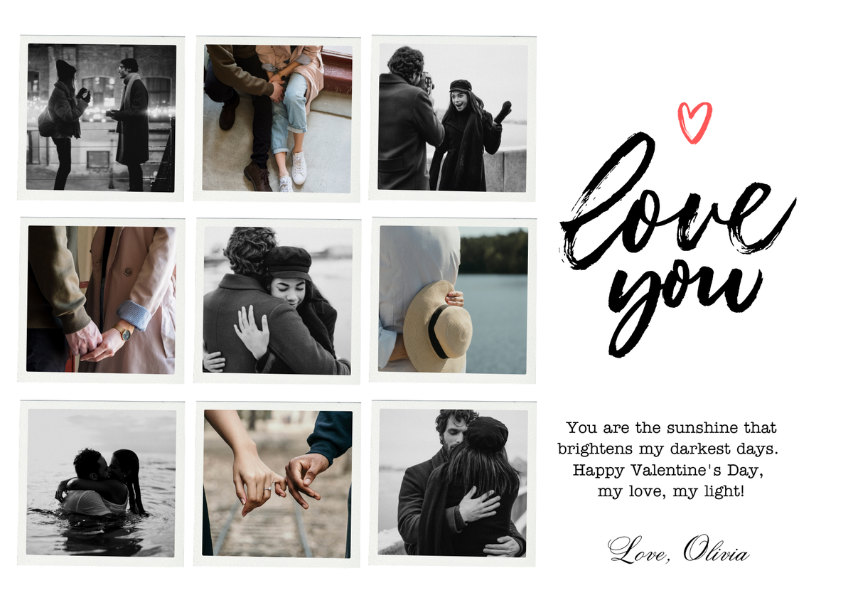 Black & White Romantic Valentine's Photo Frame - BioCode