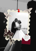 Elegant Black, White & Red Wedding Photo Frame - BioCode
