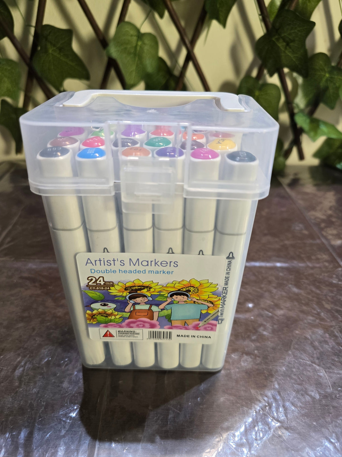 BioCode set of 24 double-headed artist markers in a clear plastic carry case for illustration and journaling