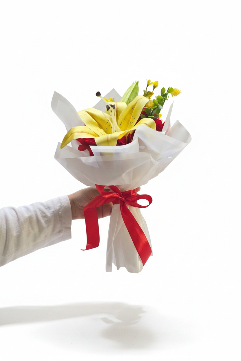 Decorative Artificial Lily Flower Bouquet Arrangement