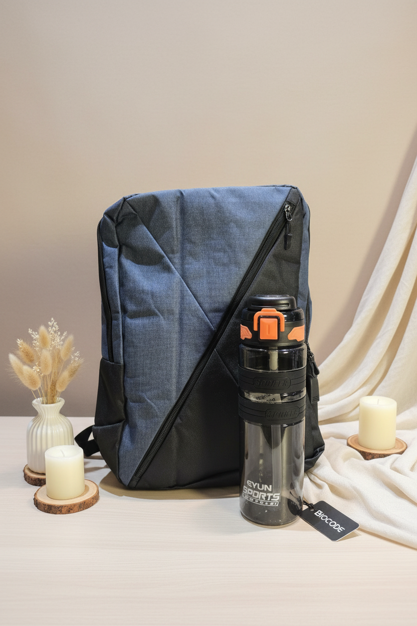 Everyday Backpack and Sports Water Bottle Set