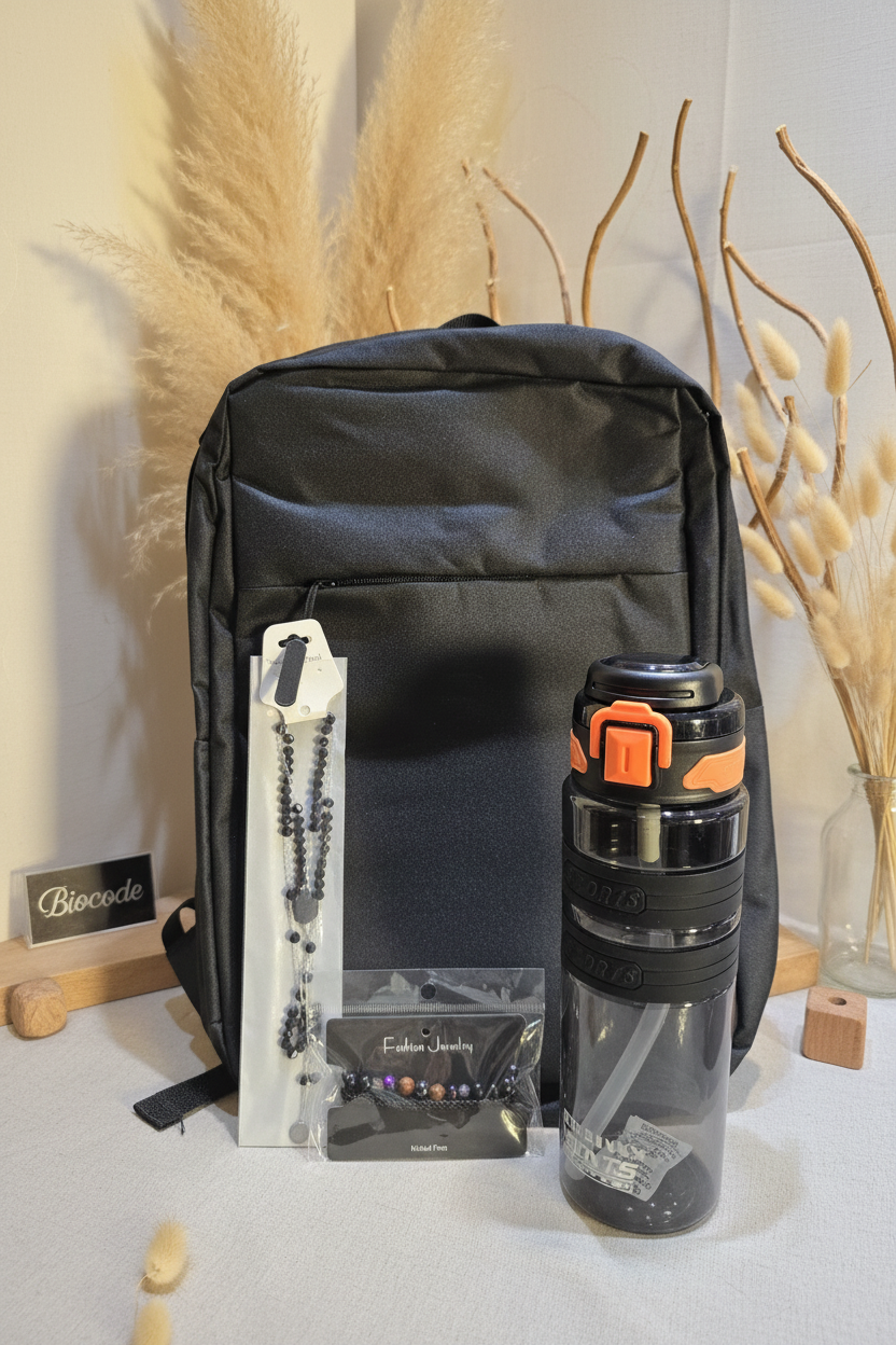 Everyday Laptop Backpack with Water Bottle and Jewellery Set