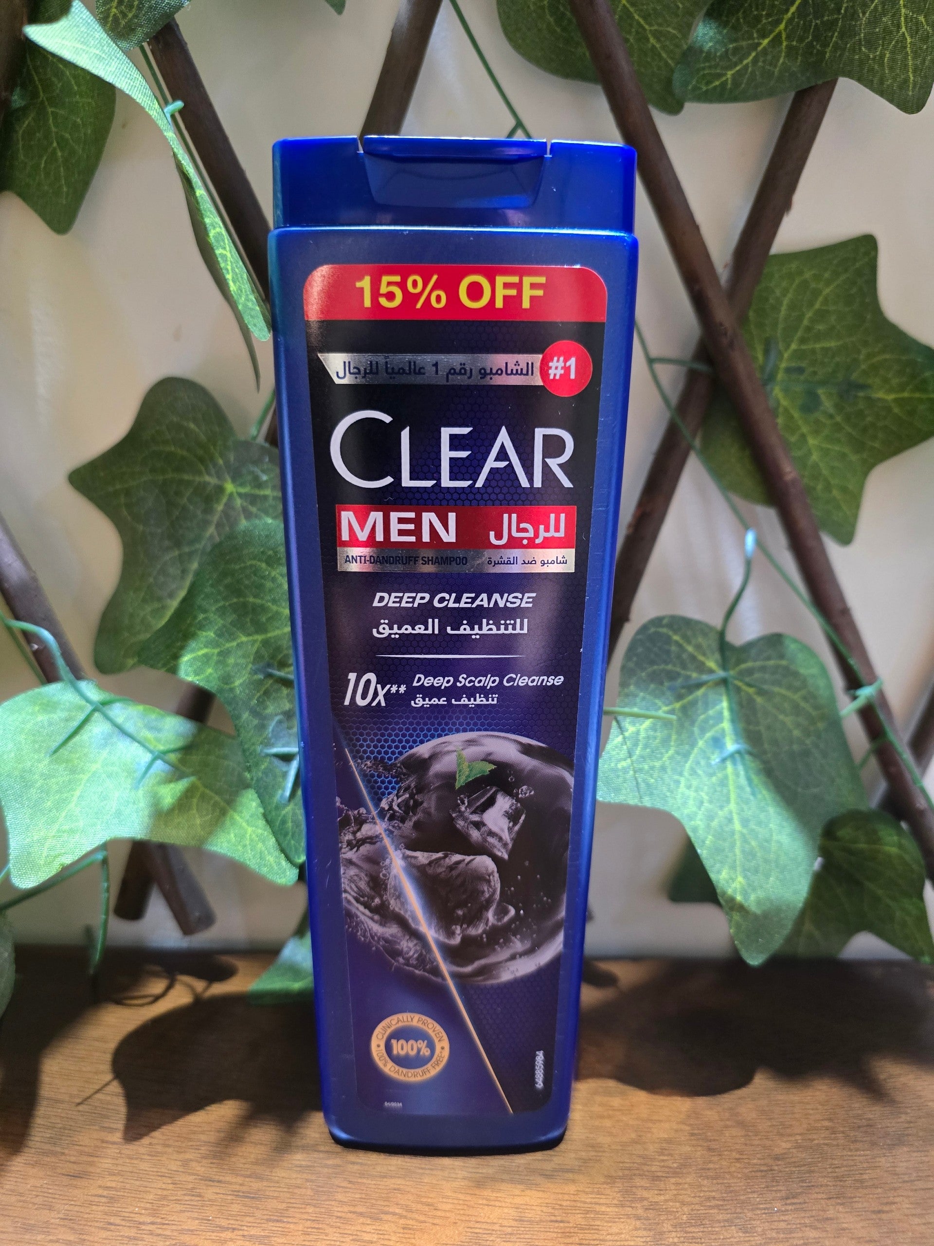 BioCode Clear Men Deep Cleanse anti-dandruff shampoo bottle in blue packaging with charcoal imagery