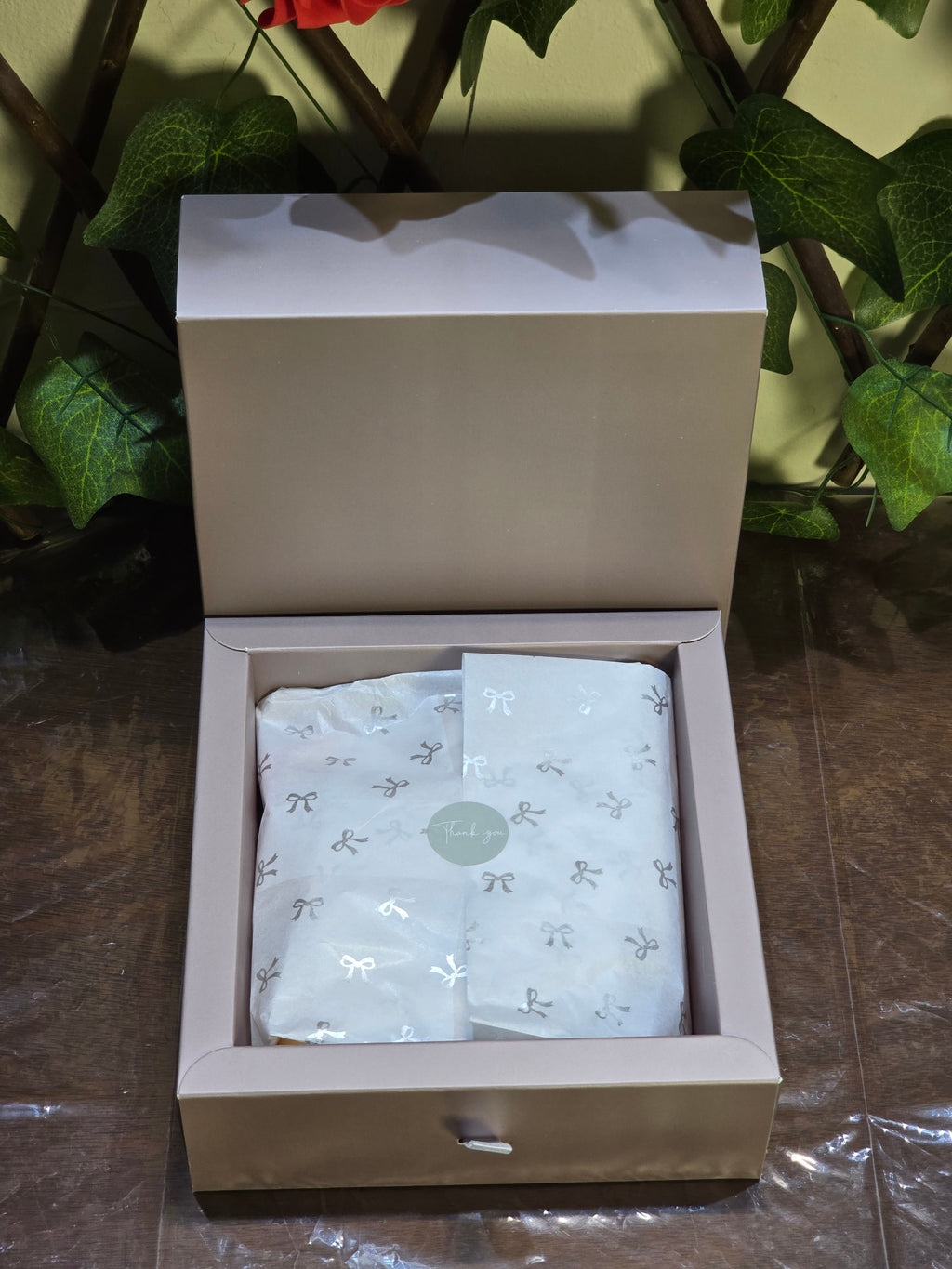 BioCode Fruit Crush beauty gift set in an elegant open box with branded tissue paper and a thank you sticker