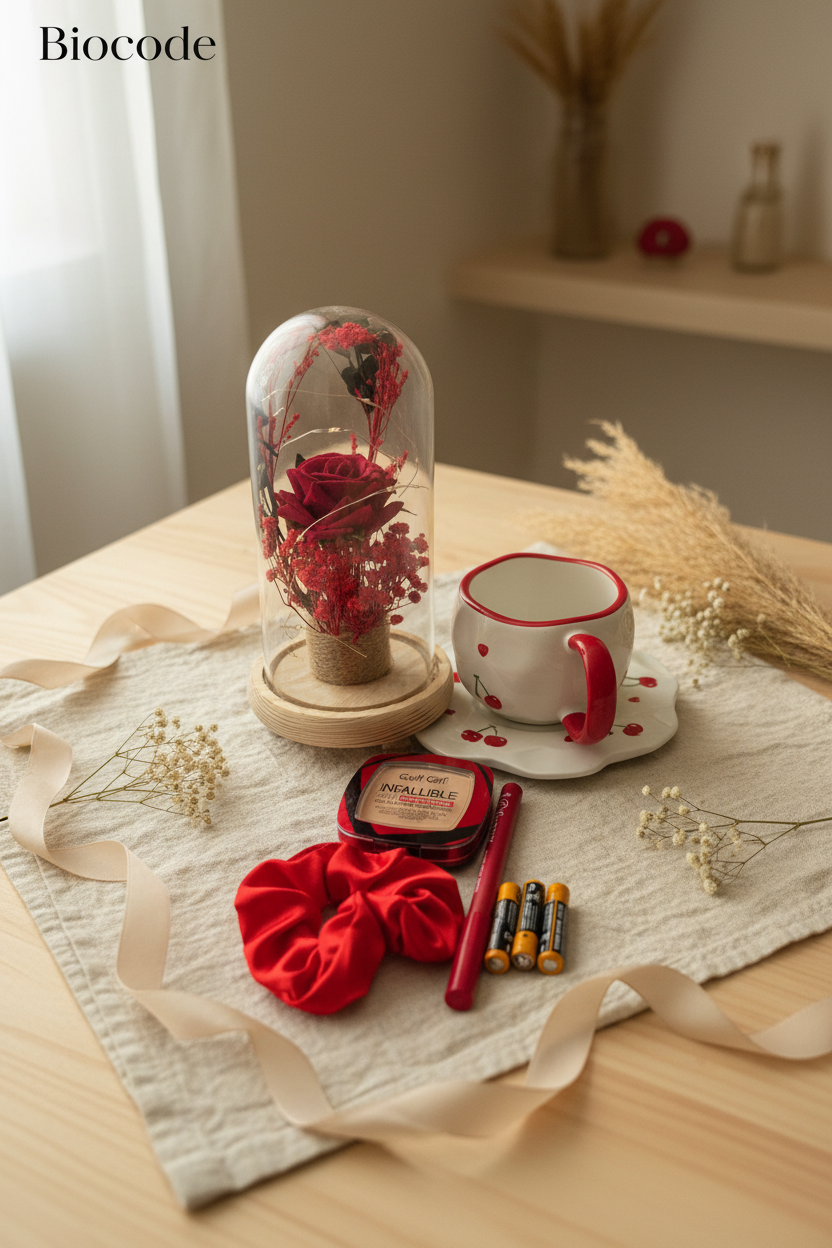 BioCode Decorative Gift Set with Cosmetics and Preserved Flower
