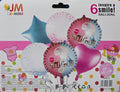 BioCode JINMENG gender reveal balloon set featuring pink and blue foil stars, hearts, and confetti-filled balloons.