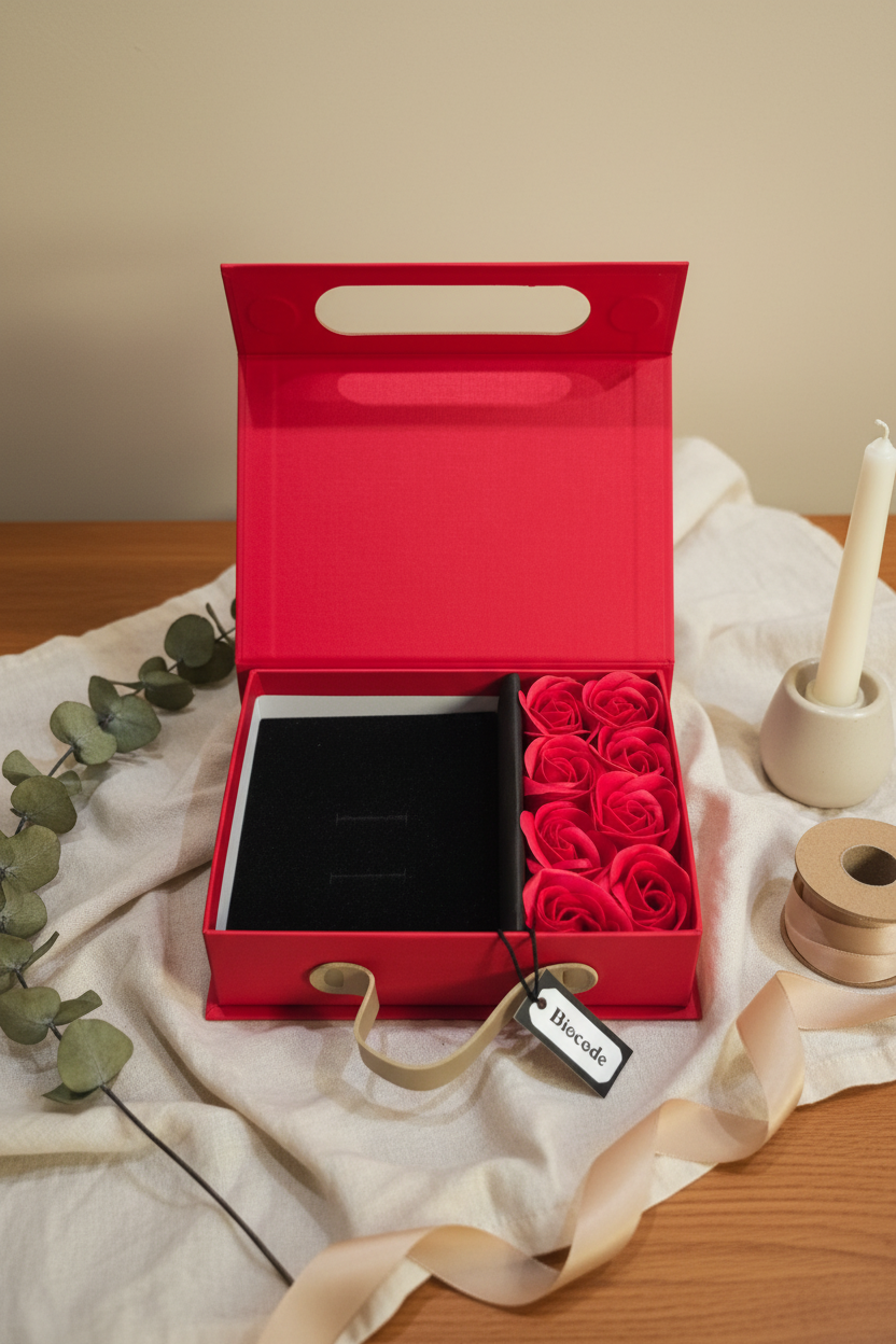 Decorative Gift Box Jewelery Holder With Artificial Flower Display