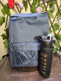 BioCode slate-blue minimalist backpack and matte black 1000ml motivational water bottle set