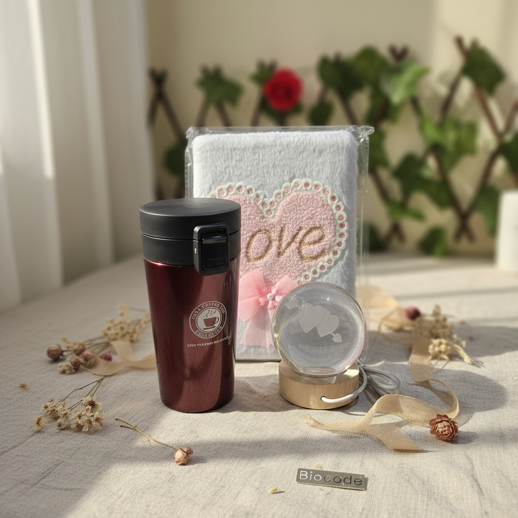 Decorative Stationery Gift Set With Travel Mug And Snowball