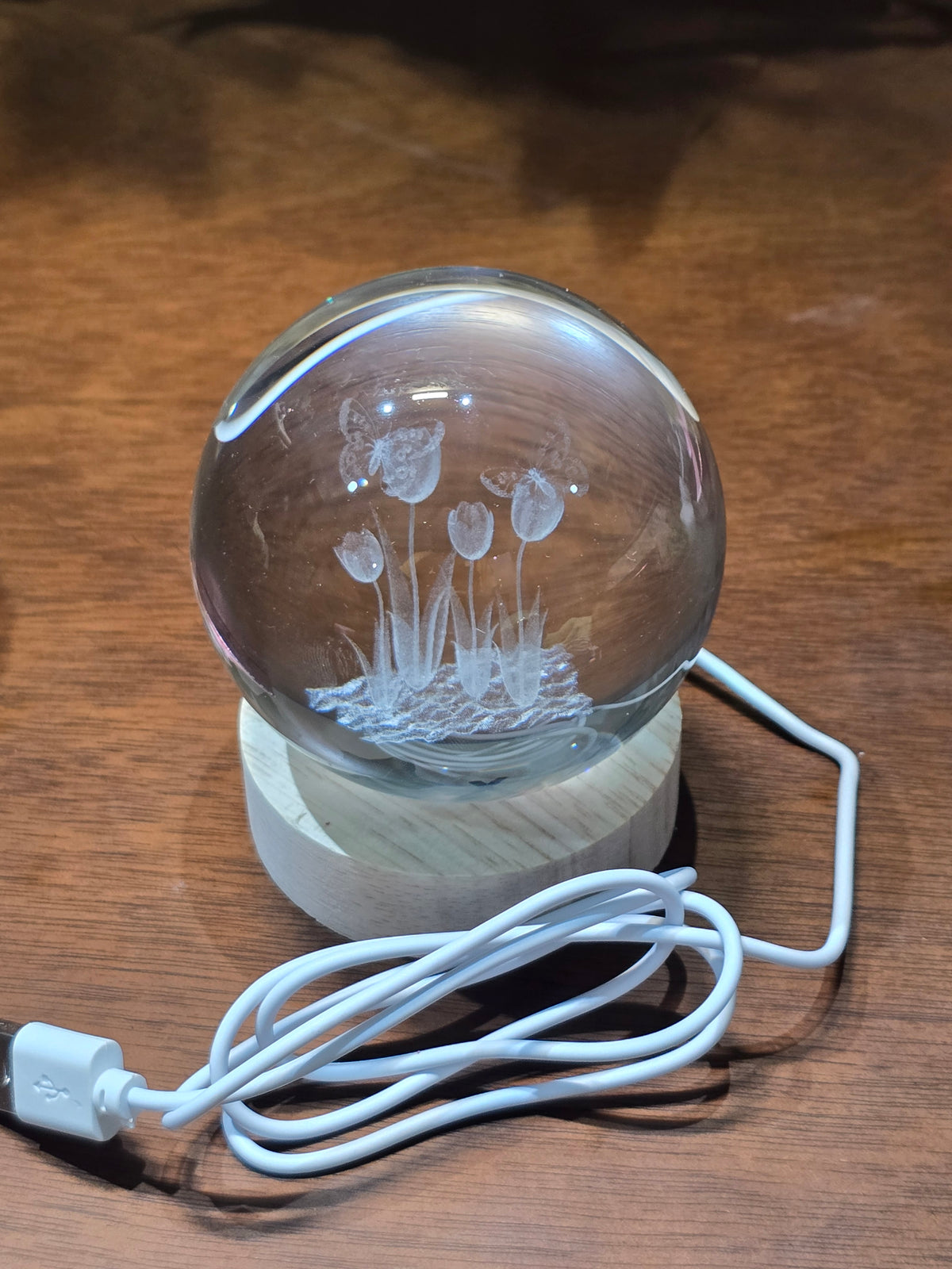 Heart Shaped Gift Box With Decorative Tulip Flower inside a Snowball