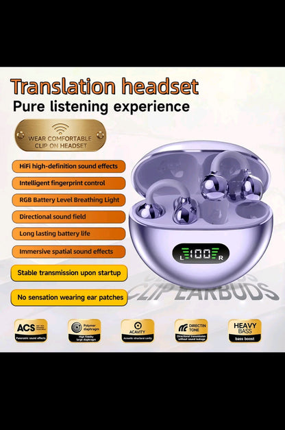 New Style True Wireless Clip-On Sports Bluetooth 6.0 Headset Music Hanging Video Comfortable TWS HIFI Dolby Bass Stereo HD Calling Earphones Adapted For Android Gaming Earpieces Couples Business Smart Headphones For Valentine's Day Gift