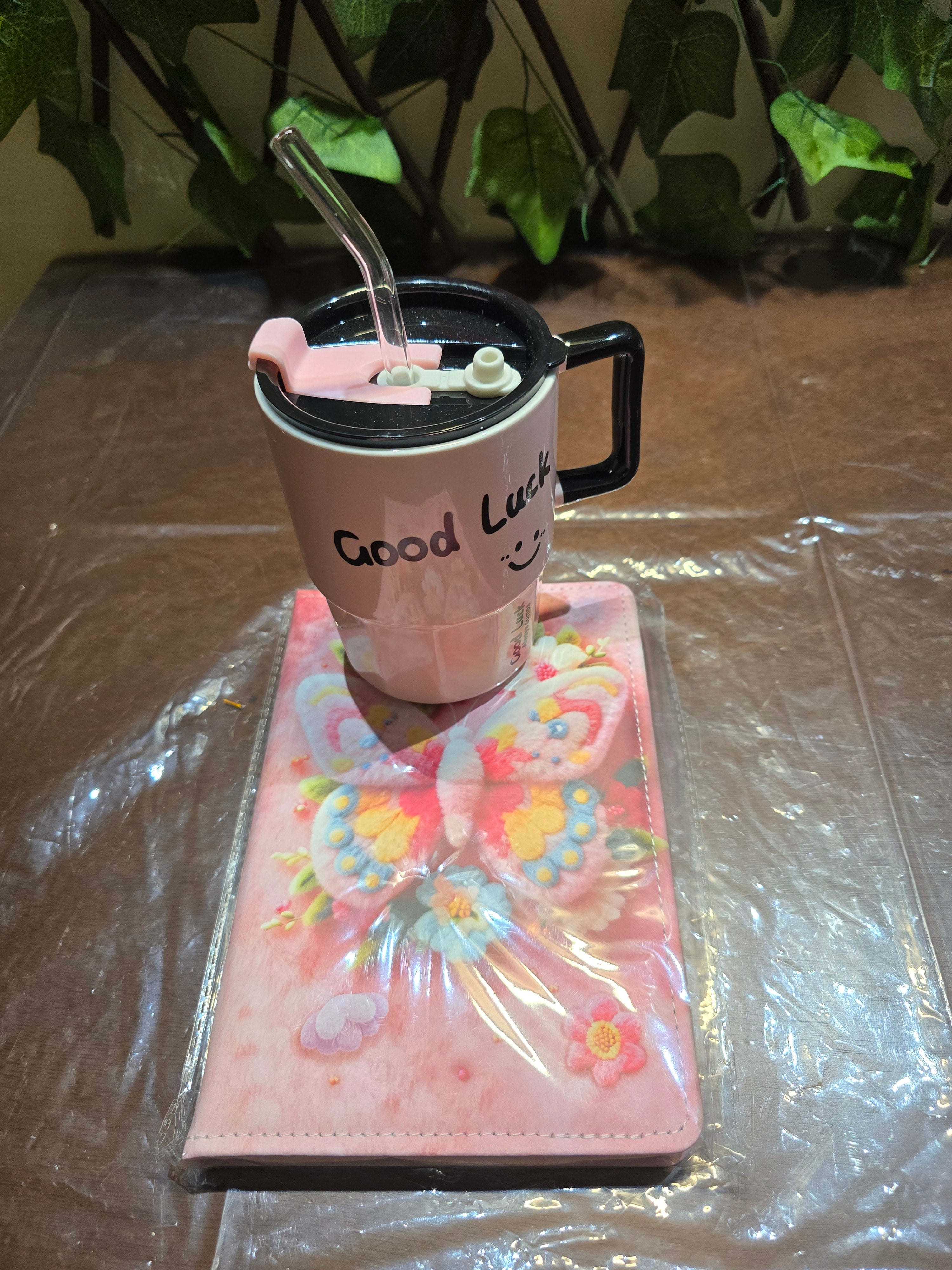 Decorative Stationery Notebook and Insulated Drinking Mug Set