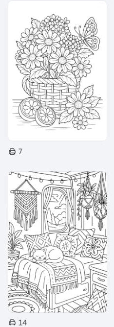 A4 Coloring Papers 13 Models Flowers & Nature